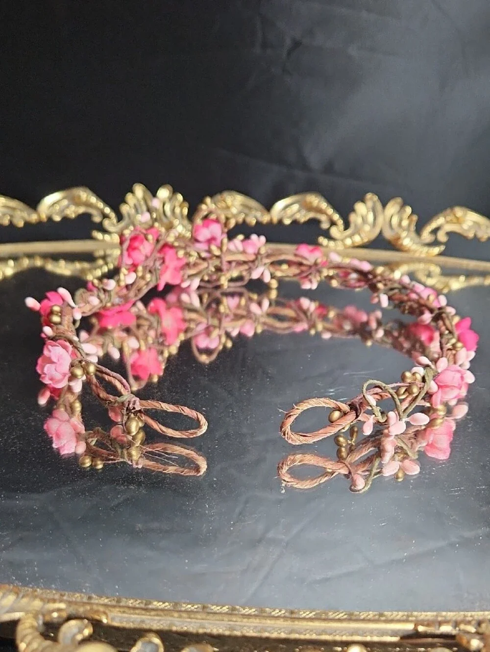 Handcrafted Pink Floral Headband Crown
